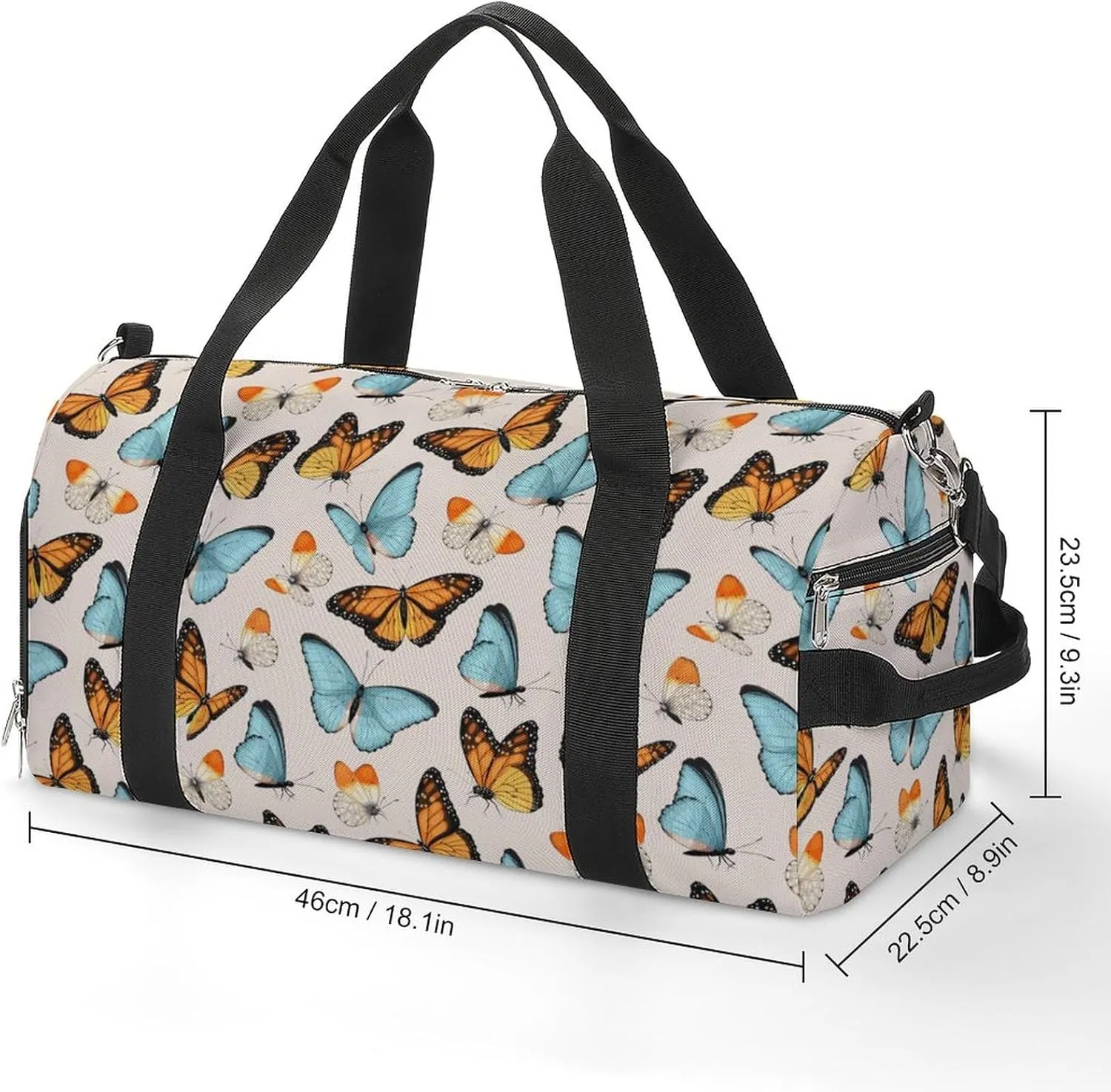 High Detailed Tropic Butterfly Sports Tote Gym Bag for Women Men, Overnight Bag with Shoe Compartment Water Resistant