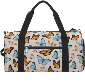High Detailed Tropic Butterfly Sports Tote Gym Bag for Women Men, Overnight Bag with Shoe Compartment Water Resistant