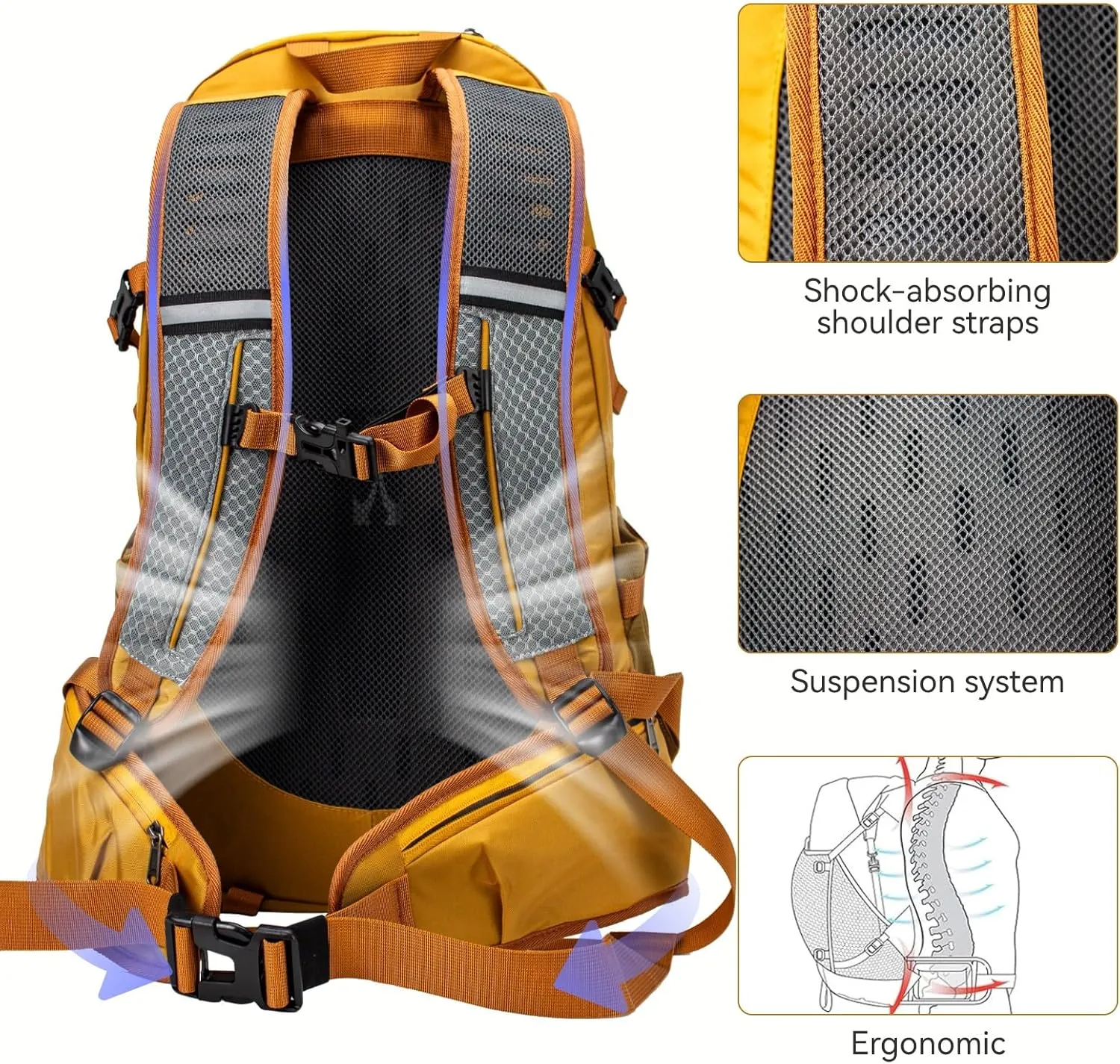 Hiking Backpack 40L, Waterproof Hiking Backpack with Rain Cover, Large Camping Bag Outdoor Sport Travel Daypack
