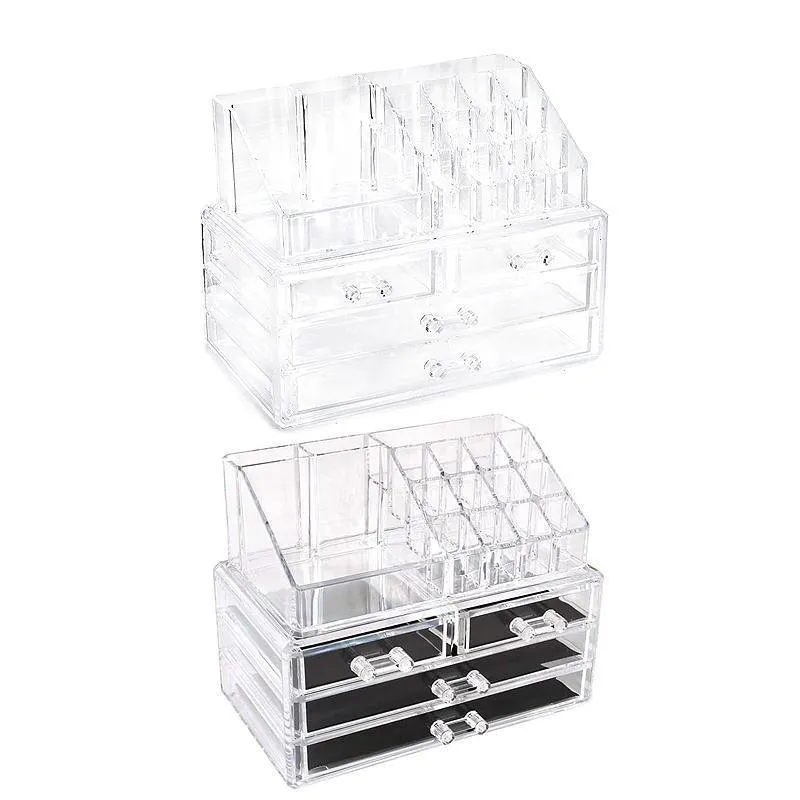Holder Cosmetic Makeup Organiser 4 Drawer Storage Jewellery Box Clear Acrylic