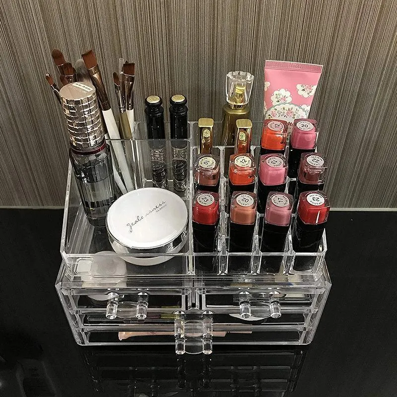 Holder Cosmetic Makeup Organiser 4 Drawer Storage Jewellery Box Clear Acrylic
