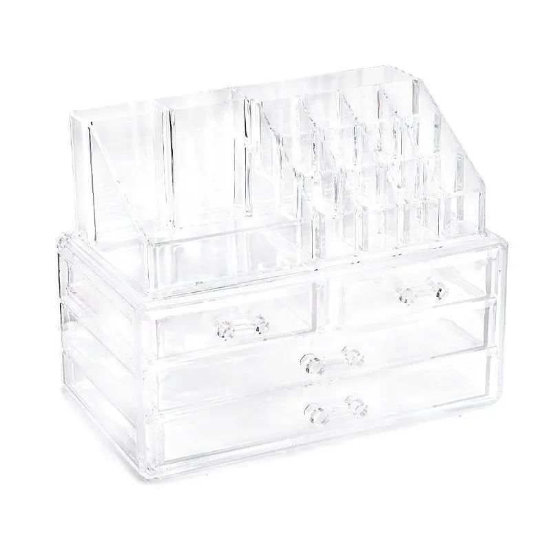 Holder Cosmetic Makeup Organiser 4 Drawer Storage Jewellery Box Clear Acrylic