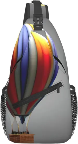 Hot Air Balloon Print Sling Bag Crossbody Backpack For Women Men Hiking Travel Over The Shoulder Multipurpose Bag