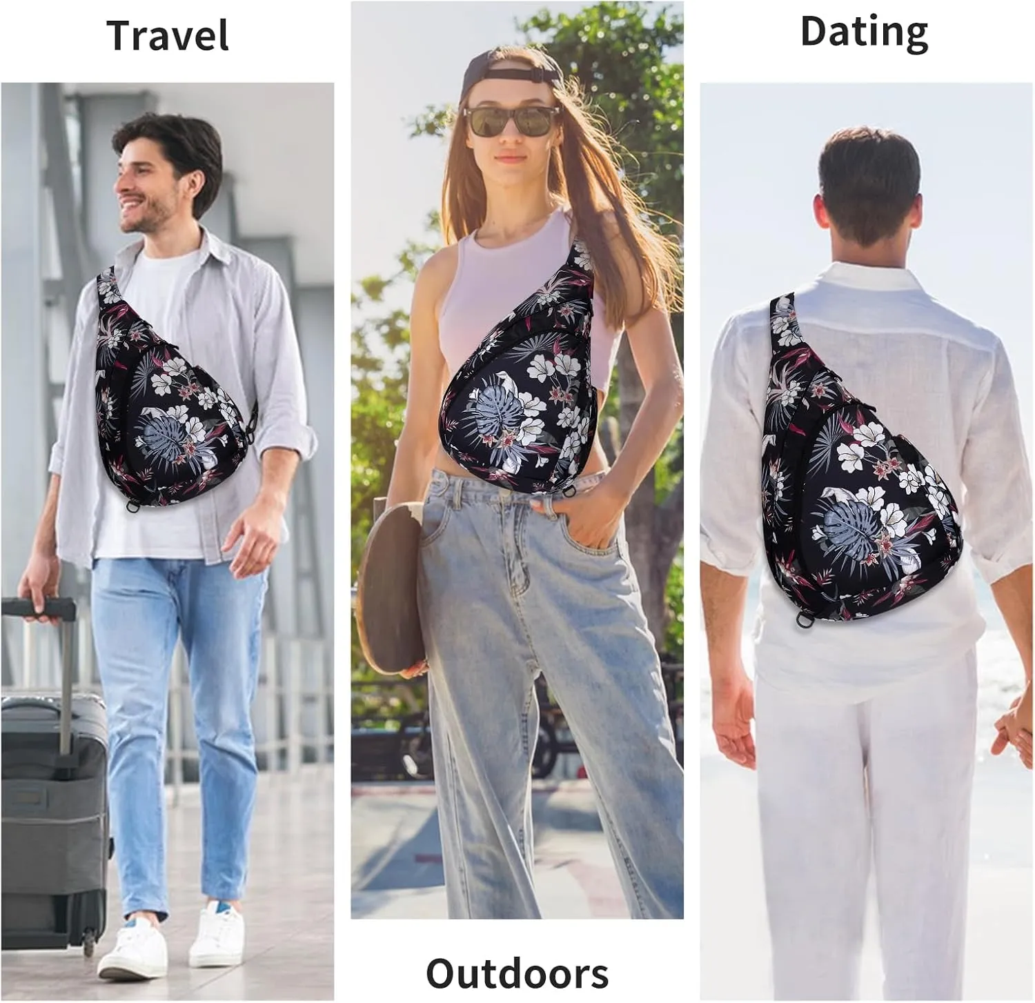 HUA ANGEL Crossbody Sling Bag for Men & Women Lightweight Waterproof Chest Shoulder Bag for Travel Hiking & Everyday Use