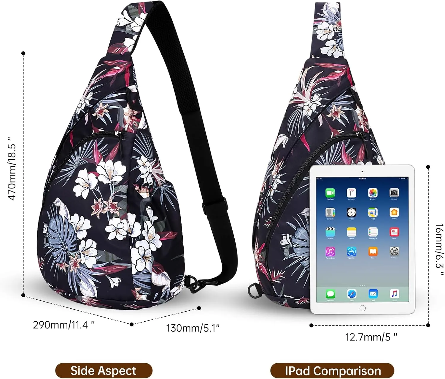 HUA ANGEL Crossbody Sling Bag for Men & Women Lightweight Waterproof Chest Shoulder Bag for Travel Hiking & Everyday Use
