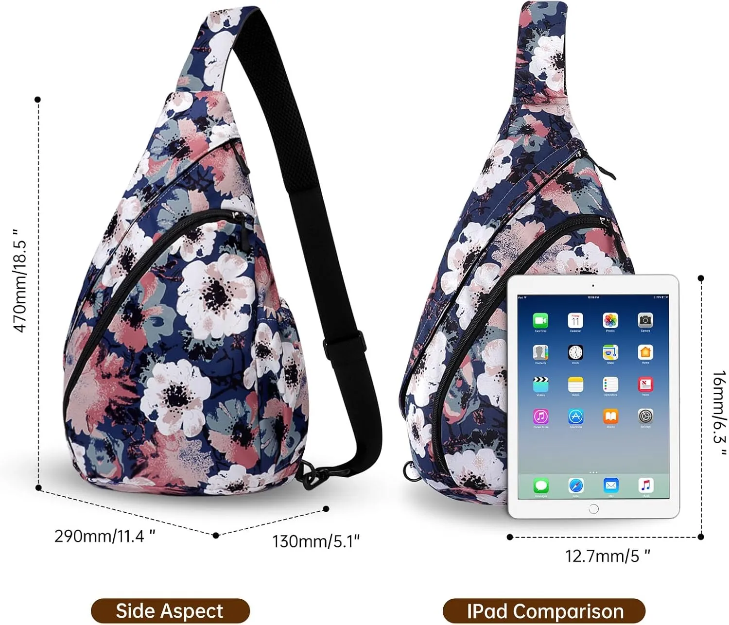 HUA ANGEL Crossbody Sling Bag for Men & Women Lightweight Waterproof Chest Shoulder Bag for Travel Hiking & Everyday Use