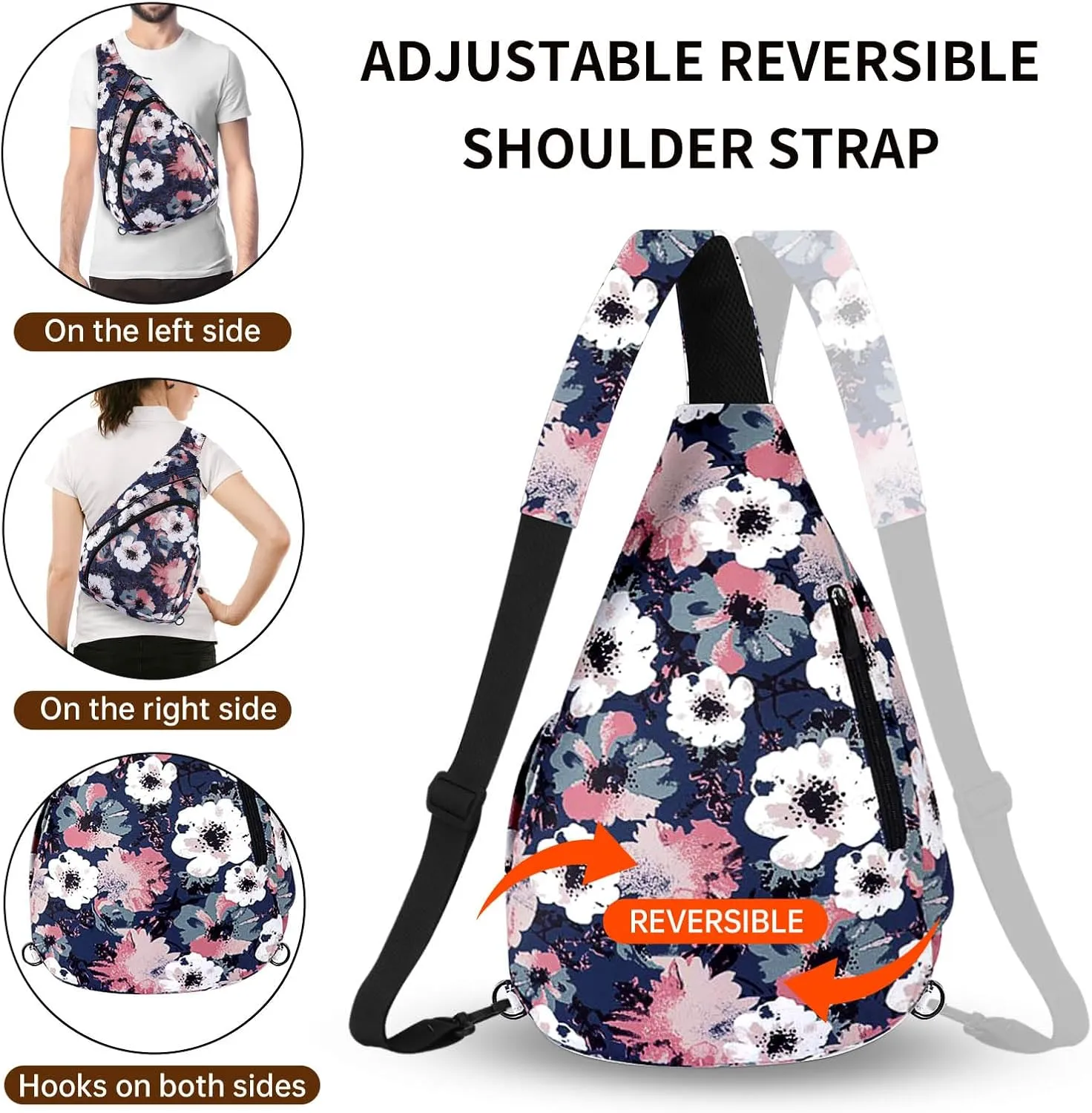 HUA ANGEL Crossbody Sling Bag for Men & Women Lightweight Waterproof Chest Shoulder Bag for Travel Hiking & Everyday Use