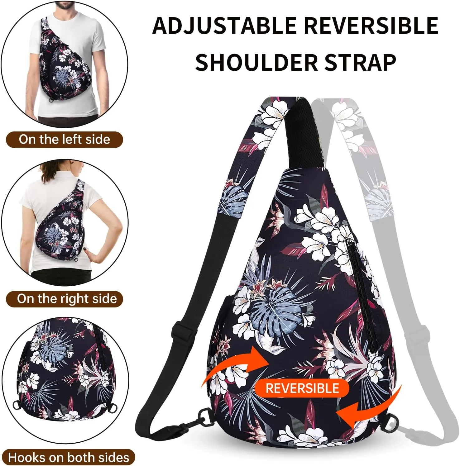 HUA ANGEL Crossbody Sling Bag for Men & Women Lightweight Waterproof Chest Shoulder Bag for Travel Hiking & Everyday Use