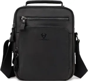 HUMERPAUL Crossbody Bag Shoulder Bag for Men, Genuine Leather Man Bag Vintage Messenger Bag for Travel Work Business