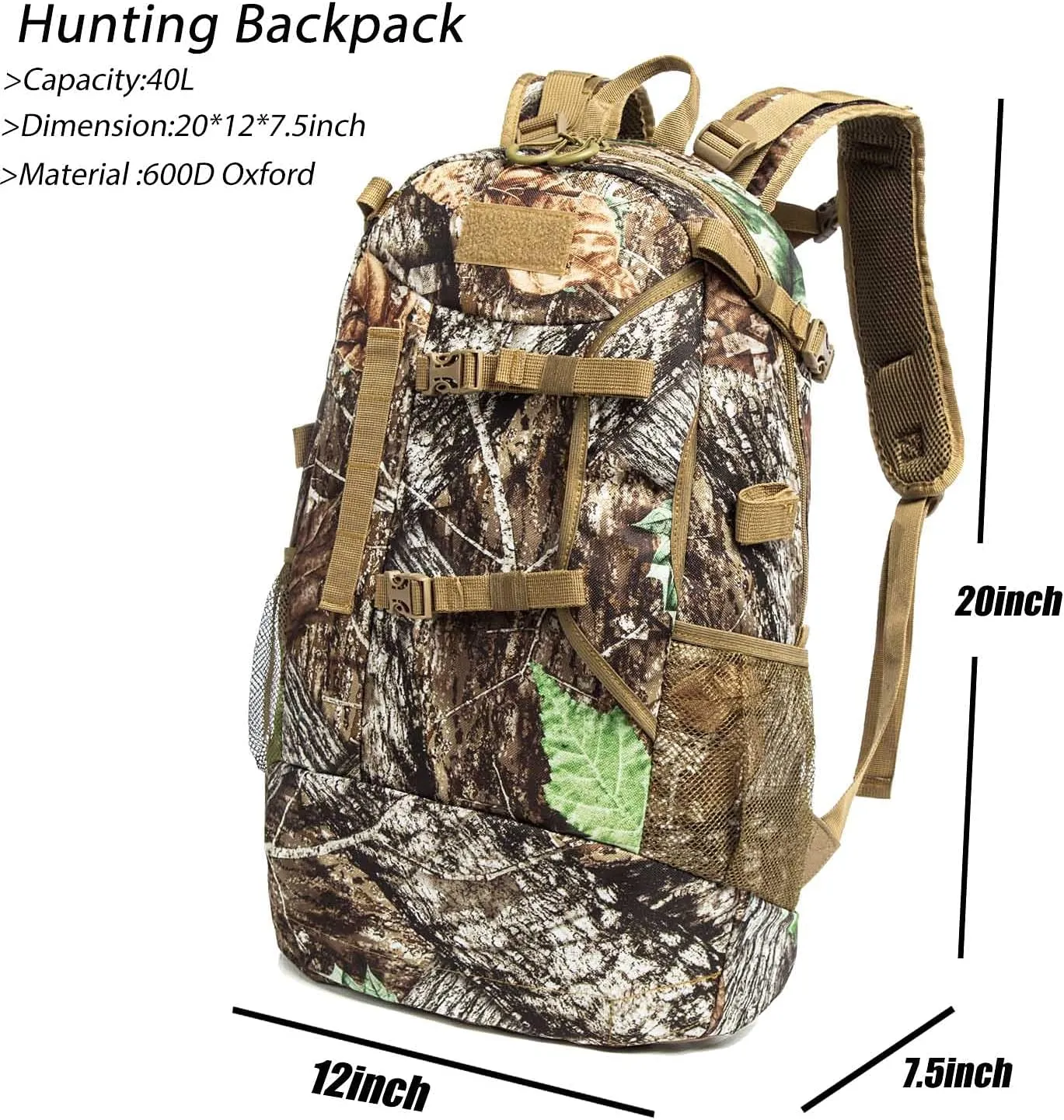 Hunting Backpack,Outdoor Hunting Daypack for Bow or Rifle with Rain Cover.(Khaki)