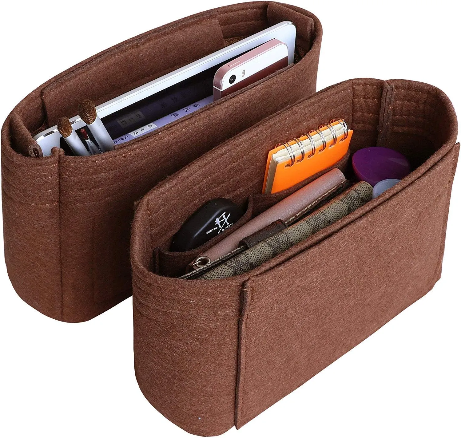 HyFanStr Felt Insert Bag Organizer with Zipper, Small Handbag Purse Organizer Tote Liner Pouch for Women, 2 Piece Set …