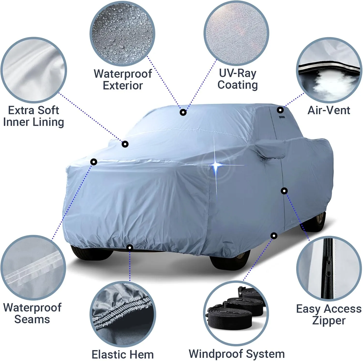 iCarCover 100-Layer Premium Truck Car Cover Waterproof All Weather, Rain Snow UV Protection Full Car Covers, F-150 250, C/K 3500, Silverado, Ram, Tundra, Sierra, Titan, Size T70 (See Size Chart)
