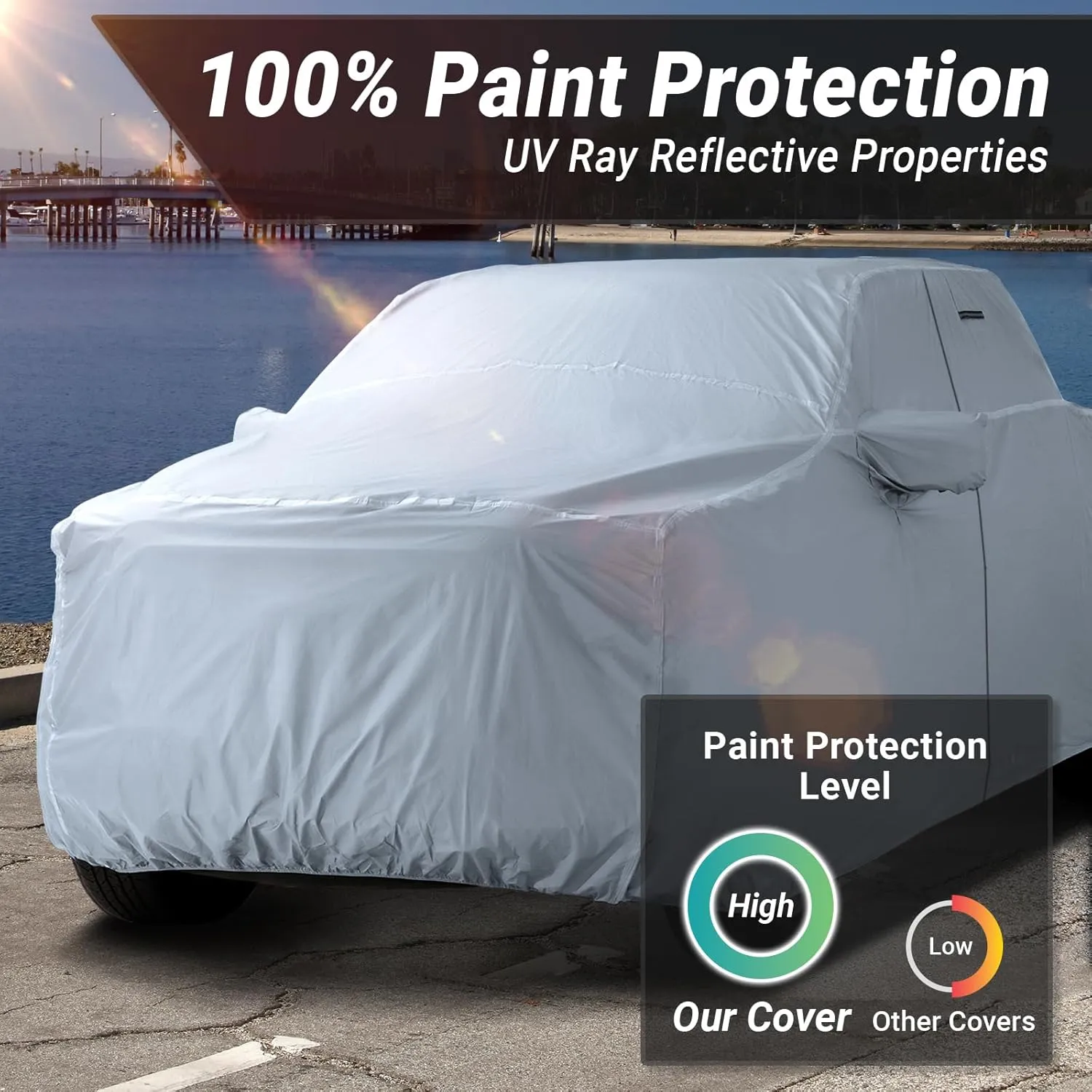 iCarCover 100-Layer Premium Truck Car Cover Waterproof All Weather, Rain Snow UV Protection Full Car Covers, F-150 250, C/K 3500, Silverado, Ram, Tundra, Sierra, Titan, Size T70 (See Size Chart)