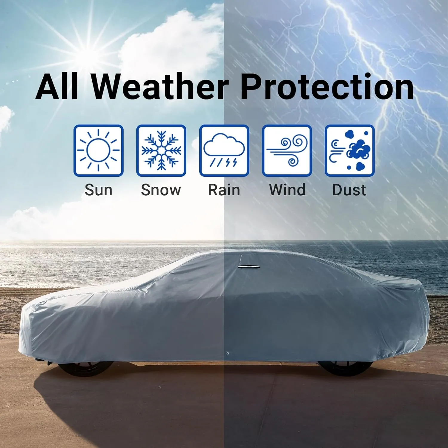 iCarCover Custom Car Cover for DeTomaso Pantera (1985-1991) Waterproof All Weather Rain Snow UV Sun Protector Full Exterior Indoor Outdoor Car Cover (Stripe - Gray/Black)