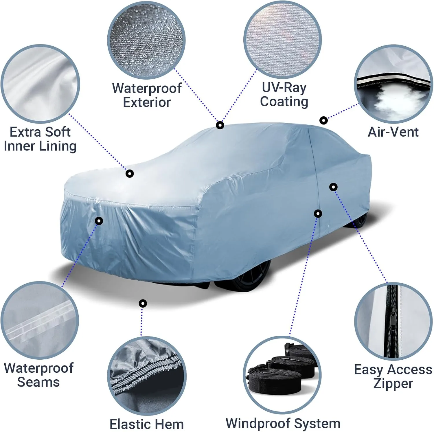 iCarCover Premium Car Cover for 1962-1981 MG MGB Roadster Heavy Duty Waterproof All Weather Automobiles Custom Fit Indoor Outdoor UV Snow Protection Covers with Straps and Bag