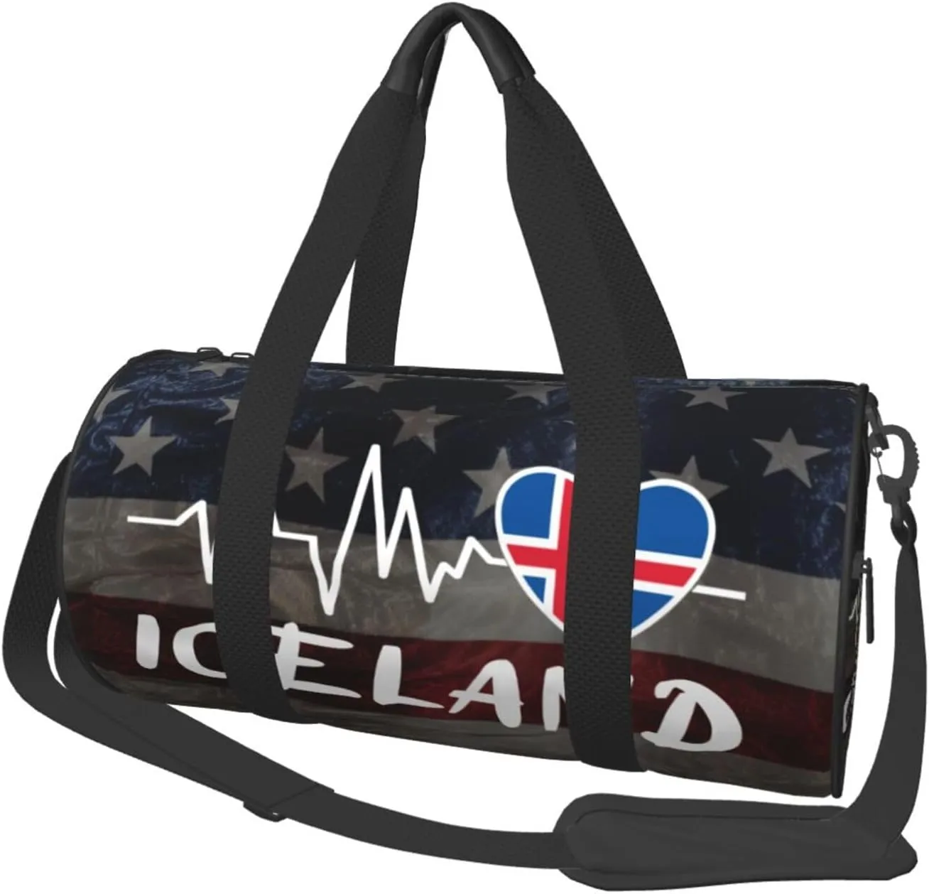 Iceland Heartbeat Duffel Bag Gym Bag Travel Sports Tote Large Foldable Beach Swim Yoga5