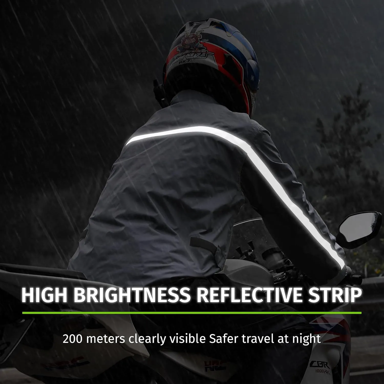 iCreek Motorcycle Rain Suit for Men and Women Waterproof Rain Gear Resistant Raincoat Outdoor Fashion with Hood