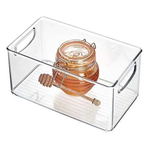 iDesign Plastic Storage Bin with Handles for Kitchen, Fridge, Freezer, Pantry, and Cabinet Organization, BPA-Free, Medium