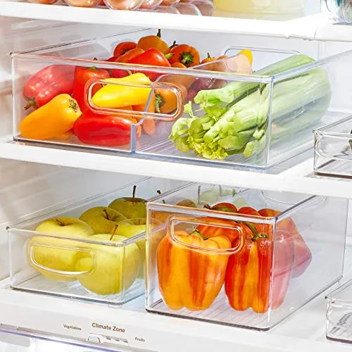 iDesign Plastic Storage Bin with Handles for Kitchen, Fridge, Freezer, Pantry, and Cabinet Organization, BPA-Free, Medium