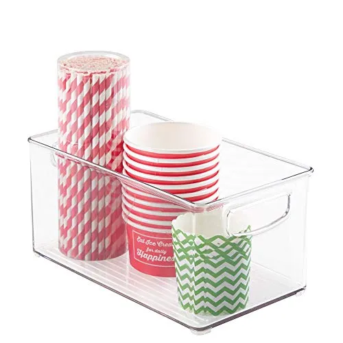 iDesign Plastic Storage Bin with Handles for Kitchen, Fridge, Freezer, Pantry, and Cabinet Organization, BPA-Free, Medium