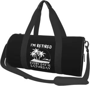 I'M Retired Every Day Is Saturday Duffel Bag Gym Bag Travel Sports Tote Large Foldable Beach Swim Yoga9