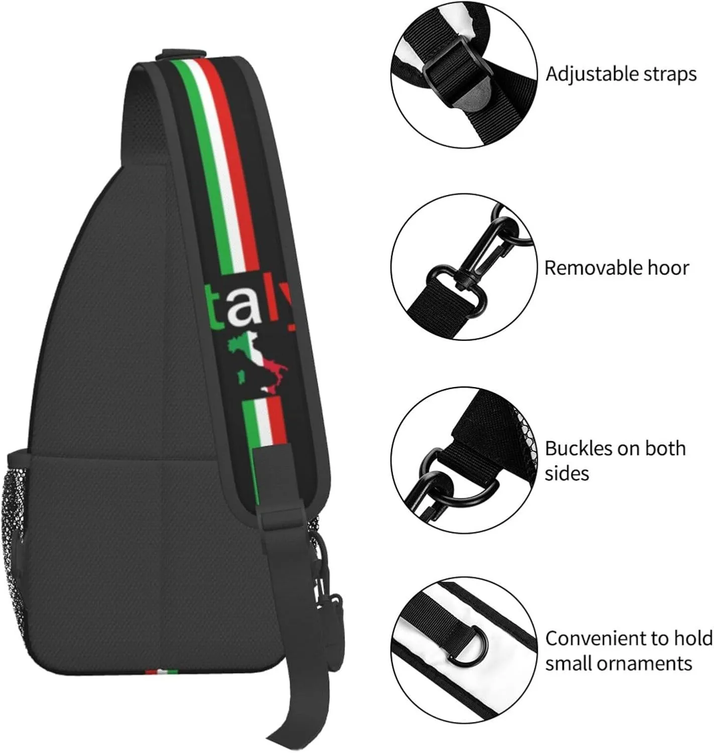 Italy Crossbody Bag Italy Flag Shoulder Bag Backpack Italian Sling Bag Italy Italian Flag Chest Casual Daypack Bag