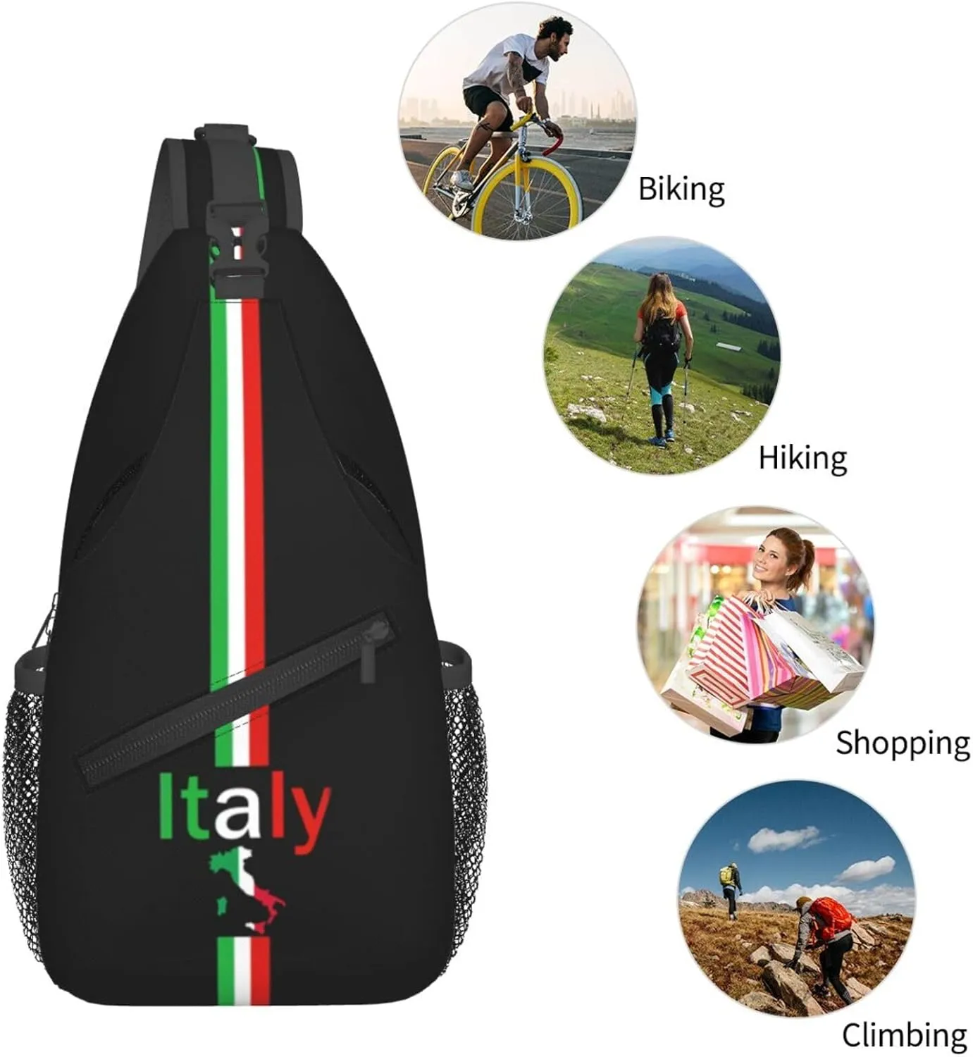 Italy Crossbody Bag Italy Flag Shoulder Bag Backpack Italian Sling Bag Italy Italian Flag Chest Casual Daypack Bag