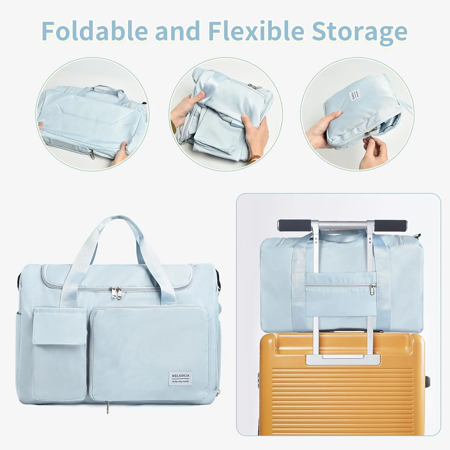 IwIeIaIrI Fitness Workout Gym Duffle Bag for Women with Shoes Compartment Waterproof Tote Bag and Weekend Bag for Girls Travel Duffle Bag with Dry and Wet Separation for Sports Activity Yoga Camping