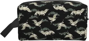 Japanese Crane & Pine Print Travel Toiletry Organizer Bag, Cosmetic & Storage Pouch For Travel And Daily Use