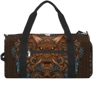 Japanese Print Sports Tote Gym Bag for Women Men, Overnight Bag with Shoe Compartment Water Resistant