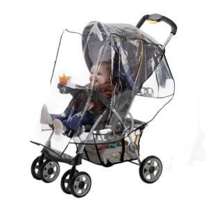 Jeep Standard Stroller Rain Cover, Stroller Rain Cover, Baby Rain Cover, Stroller Accessories, Stroller Weather Shield, Universal Size, Waterproof, Windproof, Ventilation, Clear Vinyl Plastic