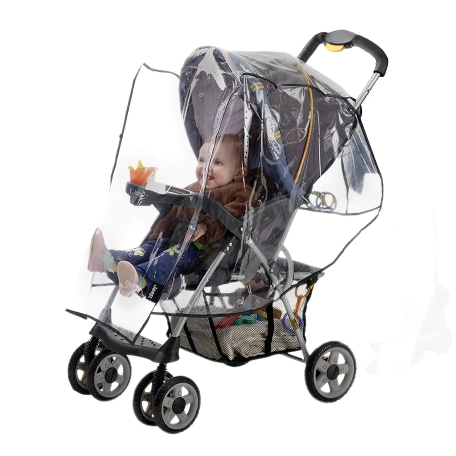 Jeep Standard Stroller Rain Cover, Stroller Rain Cover, Baby Rain Cover, Stroller Accessories, Stroller Weather Shield, Universal Size, Waterproof, Windproof, Ventilation, Clear Vinyl Plastic
