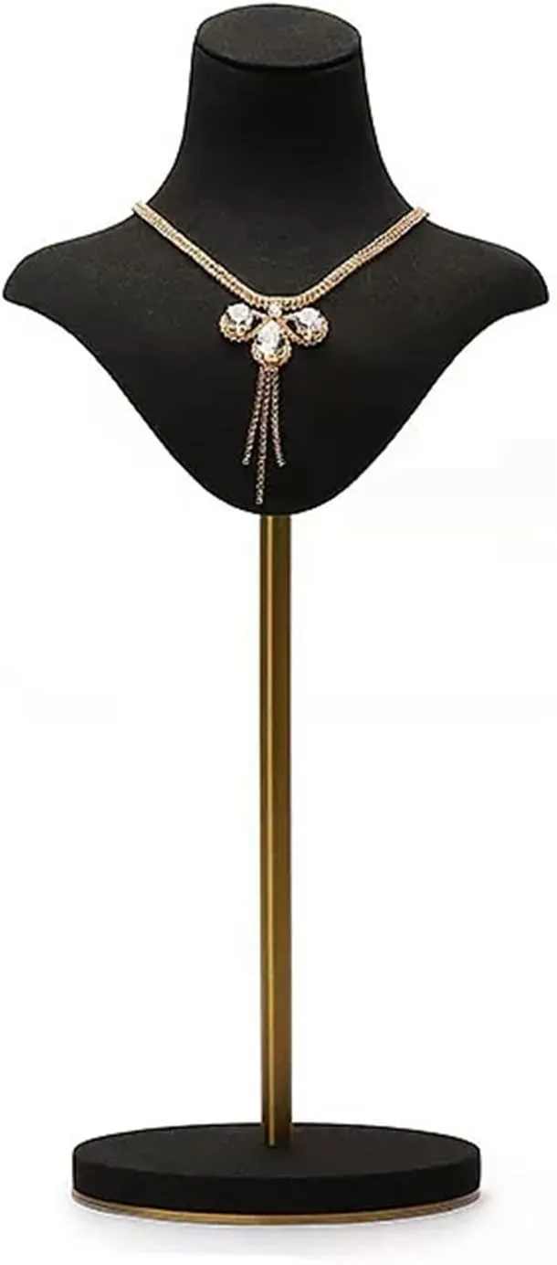 Jewelry Organizer Necklace Display Bust Black Necklace Stand for Display, Adjustable Height Necklace Holder for Sale, Velvet Jewelry Organizer Jewelry Stand