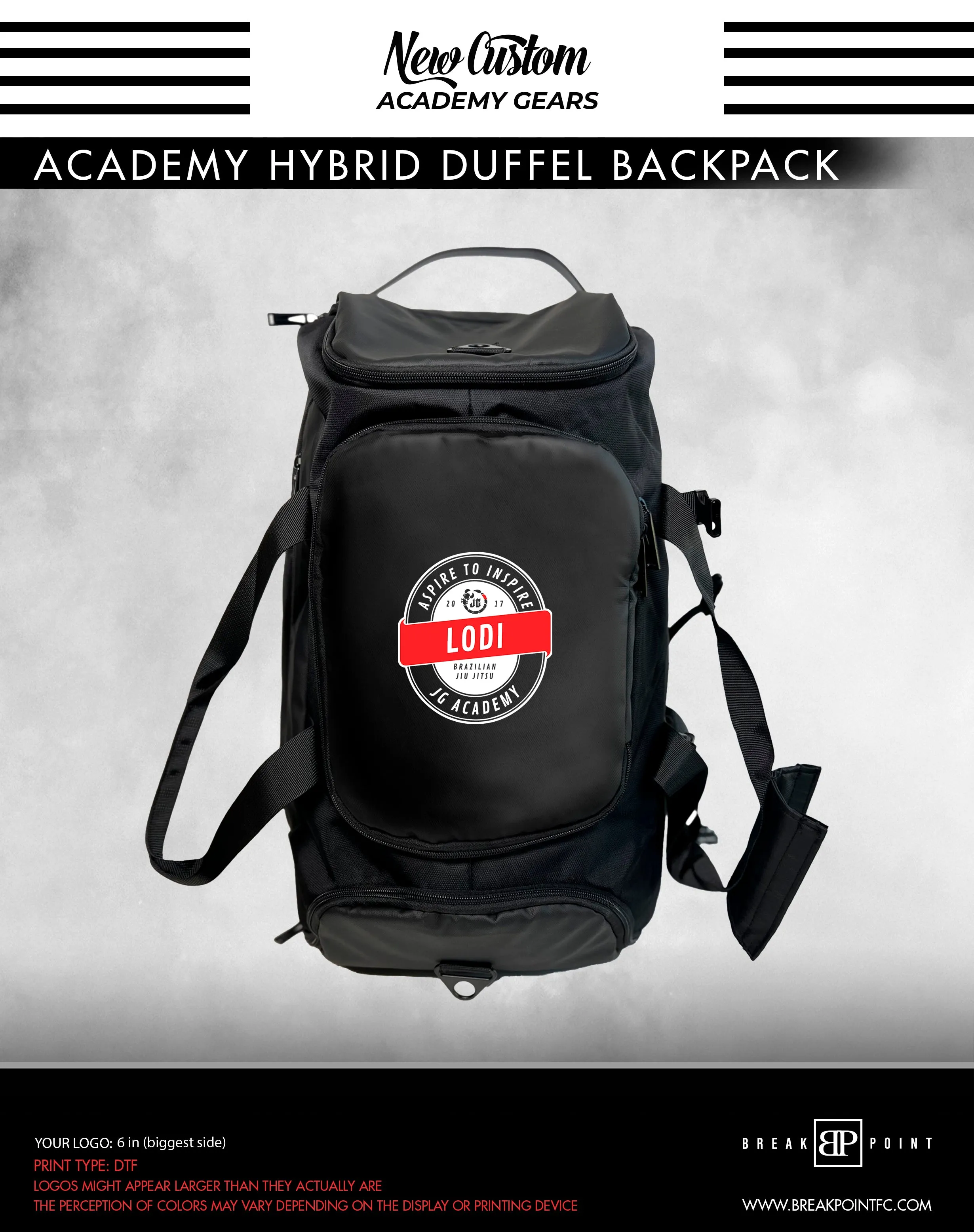 JG Academy Lodi Academy Hybrid Duffel Backpack #834 B