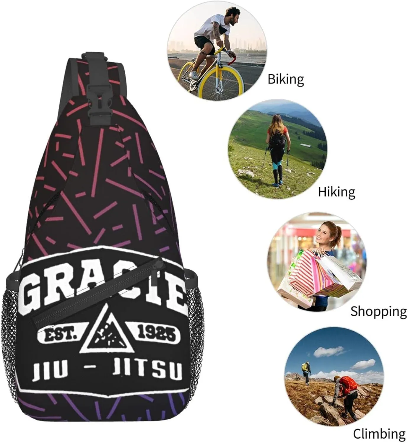 Jiu Jitsu 1925 Small Crossbody Backpack Sling Bag For Men Women Mini One Shoulder Chest Bags Gym Sport Travel Hiking Daypack