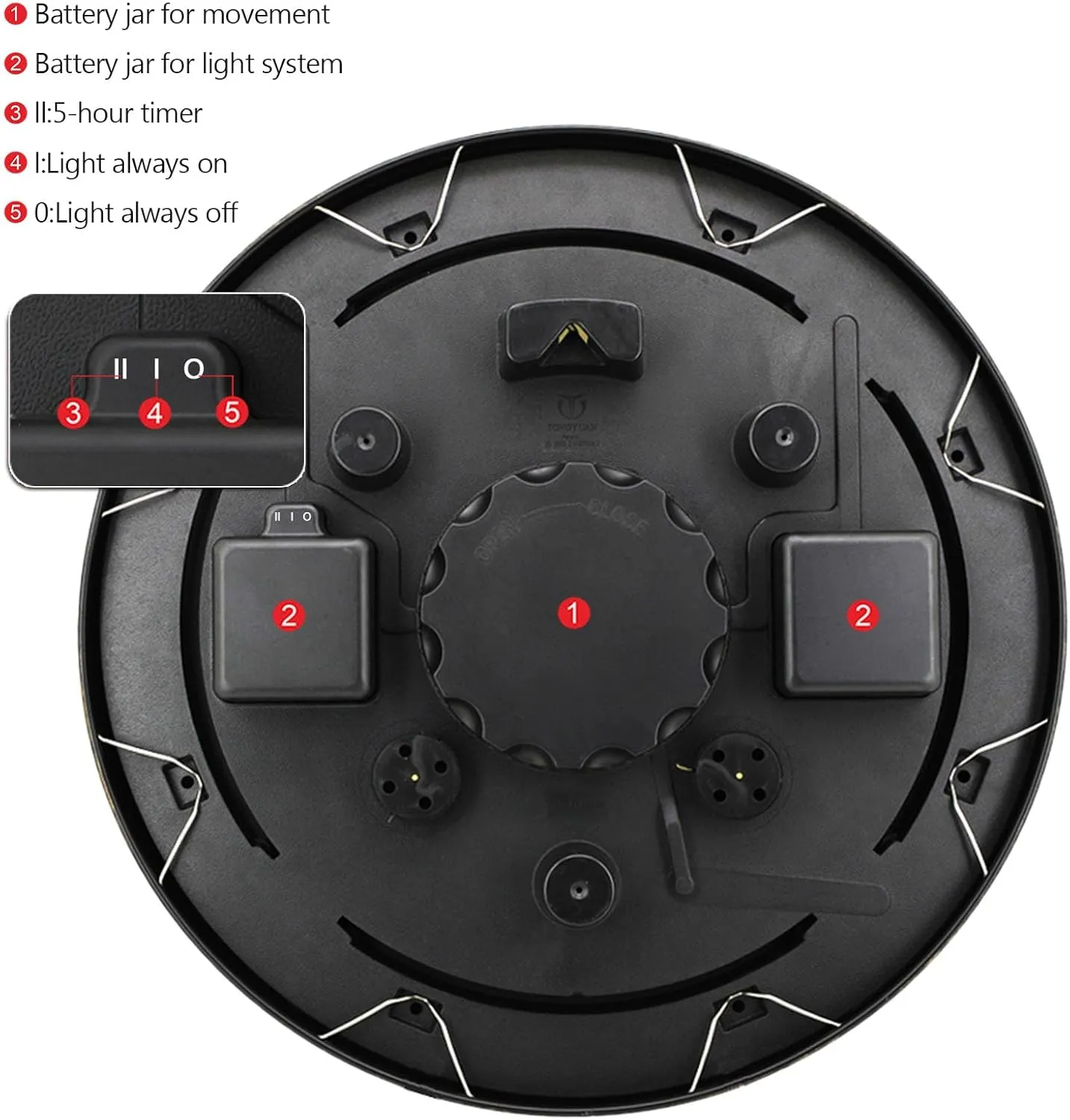 JoFomp 18 Inch Illuminated Outdoor Clock Waterproof, Metal Large Wall Clock with Temperature & Humidity, Lighted Clock with Smart Sensor, Outdoor Wall Clocks Battery Operated, Outside Clock for Patio