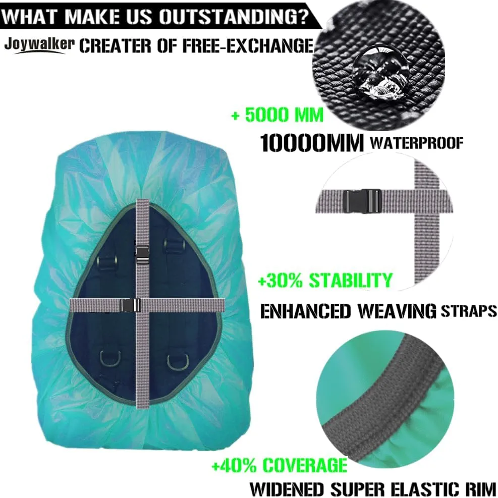 Joy Walker Waterproof Backpack Rain Cover, 10000mm Waterproof Level, Upgraded Anti-Slip Cross Buckle Straps, Four Strengthened Layers for Hiking Camping Traveling