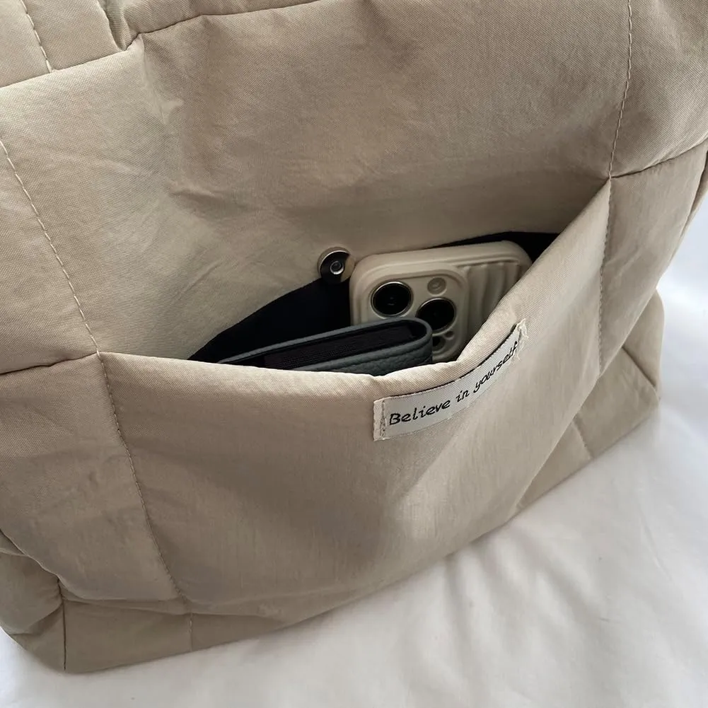 Juoxeepy Puffer Tote Bag Puffy Purse for Women Lightweight Nylon Shoulder Bag Padding Hobo Handbag