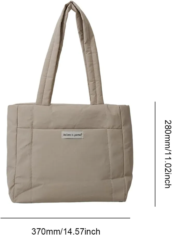 Juoxeepy Puffer Tote Bag Puffy Purse for Women Lightweight Nylon Shoulder Bag Padding Hobo Handbag
