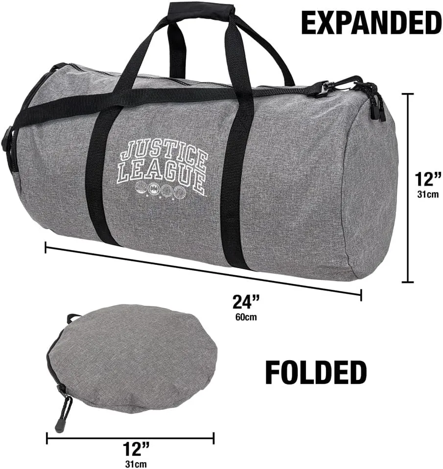 Justice League Athletic Logo Lightweight Duffel Bag for Sports and Gym Packable for Travel