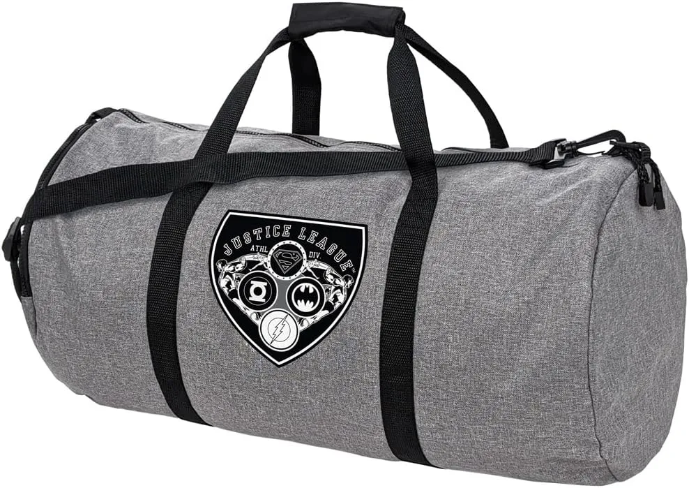 Justice League Athletic Shield Logo Lightweight Duffel Bag for Sports and Gym Packable for Travel