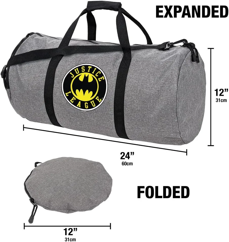 Justice League Batman Athletic Logo Lightweight Duffel Bag for Sports and Gym Packable for Travel