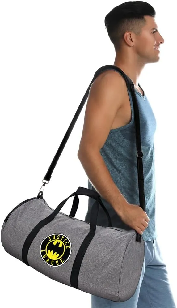 Justice League Batman Athletic Logo Lightweight Duffel Bag for Sports and Gym Packable for Travel