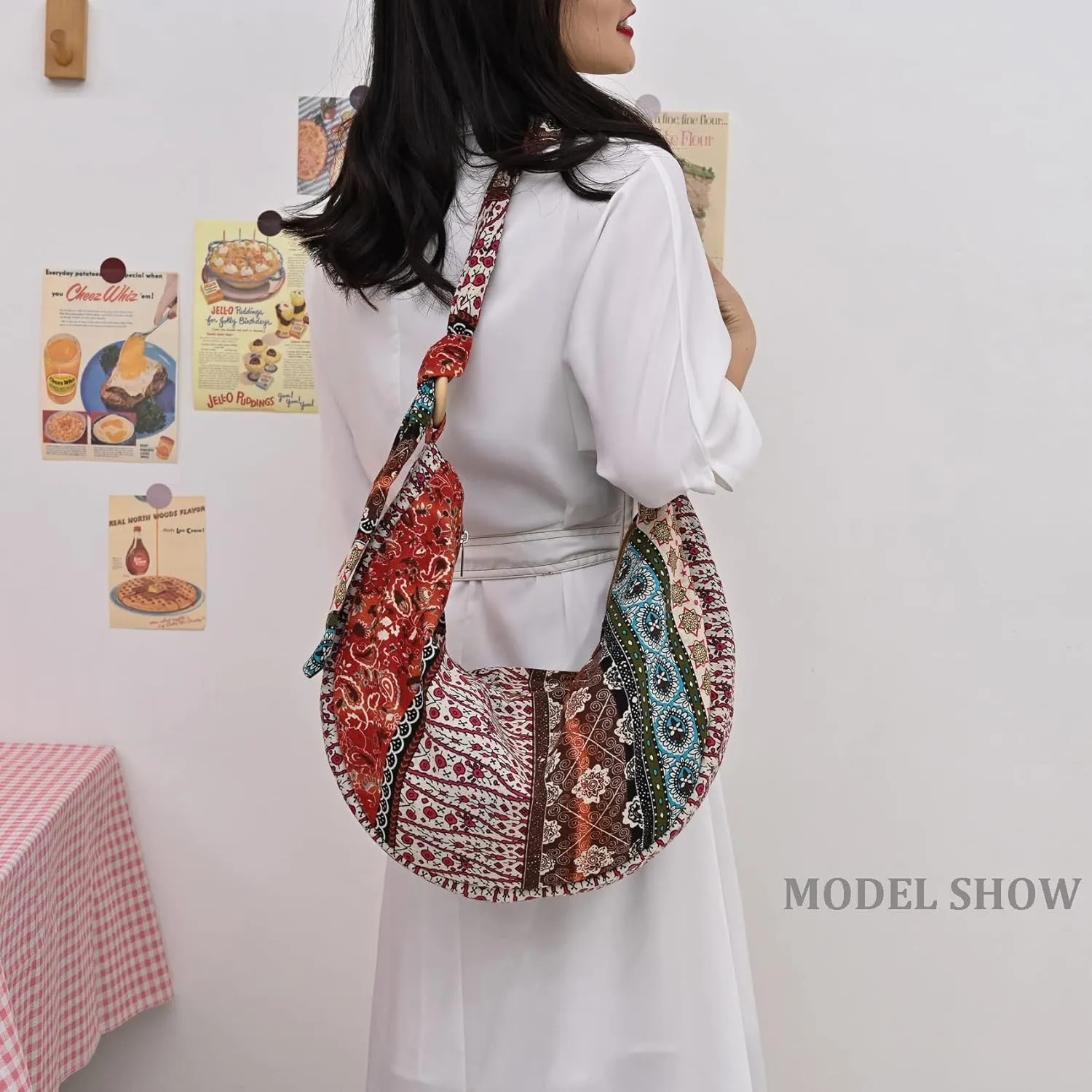 KARRESLY Women's Sling Crossbody Bag Ethnic Style Shoulder Bag with Adjustable Strap