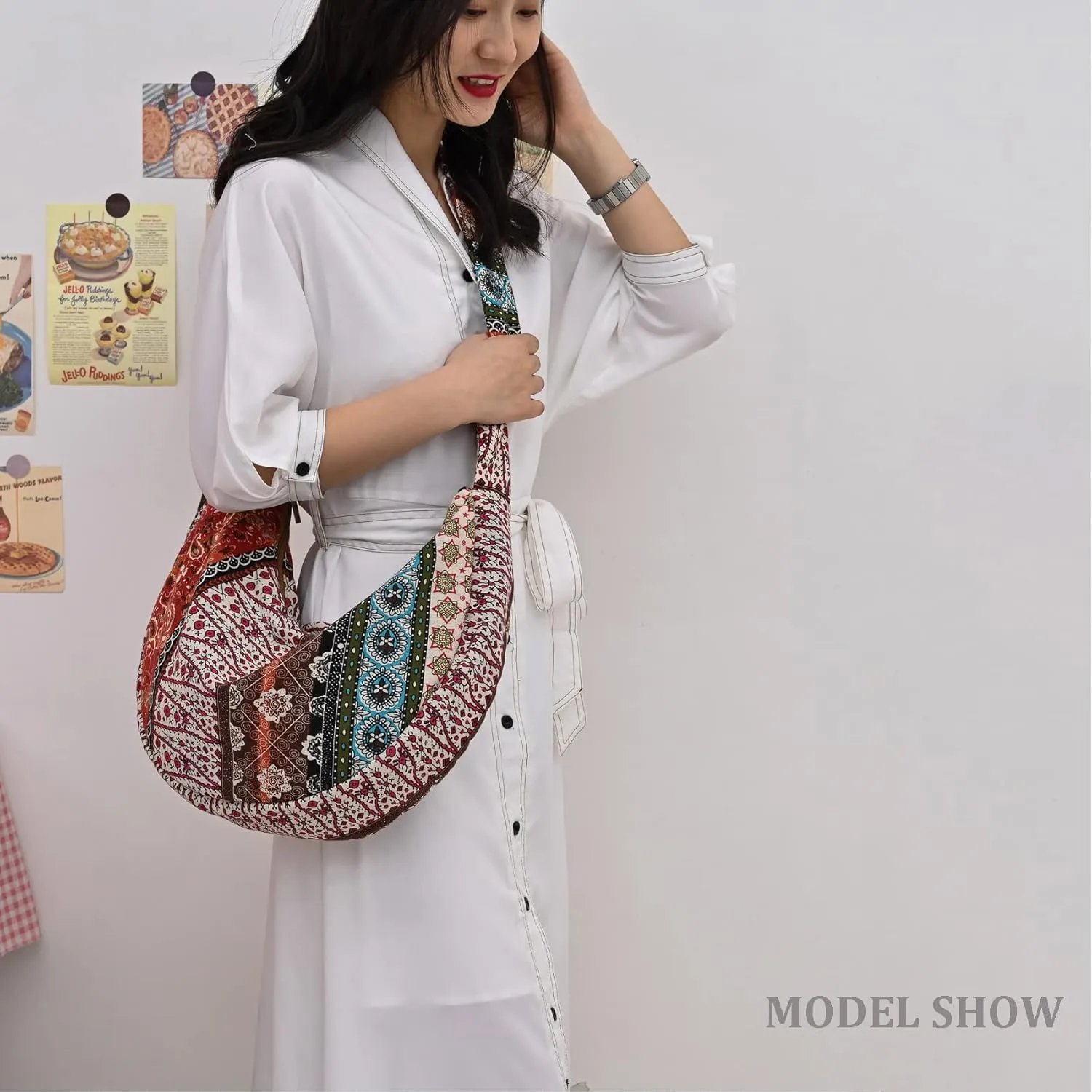 KARRESLY Women's Sling Crossbody Bag Ethnic Style Shoulder Bag with Adjustable Strap