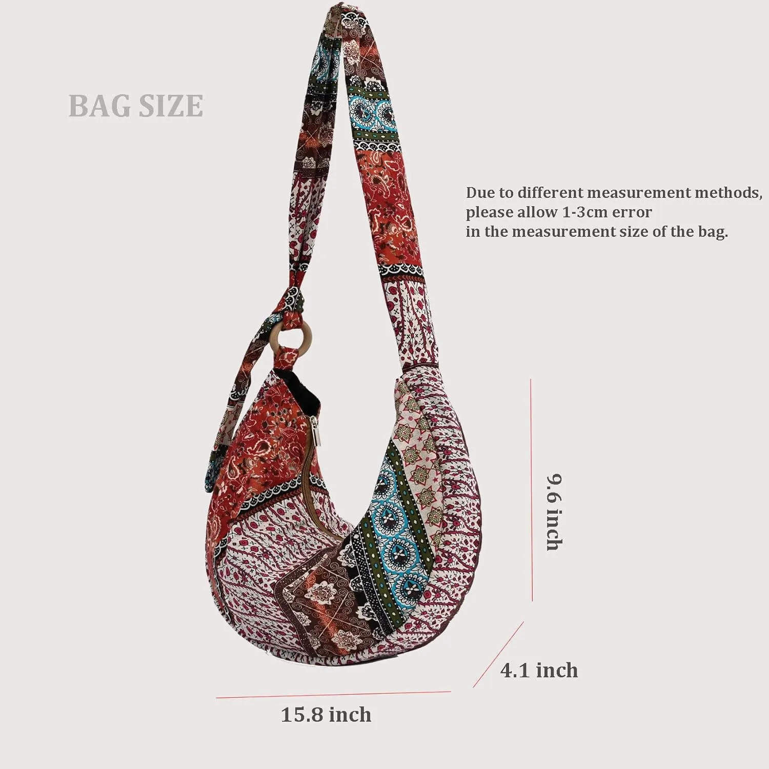 KARRESLY Women's Sling Crossbody Bag Ethnic Style Shoulder Bag with Adjustable Strap