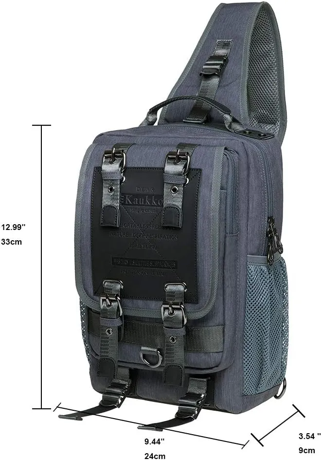 KAUKKO Canvas Messenger Bag Cross Body Shoulder Sling Backpack Travel Hiking Chest Bag