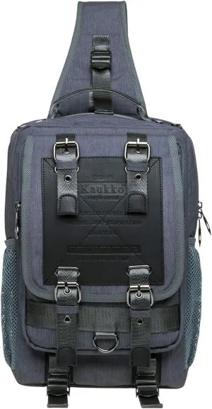 KAUKKO Canvas Messenger Bag Cross Body Shoulder Sling Backpack Travel Hiking Chest Bag