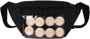 Kawaii Fanny pack ITA Bag Pins Display Aesthetic Backpack Y2K Cute Small cosmetic bag Window Purse with Accessories (black)