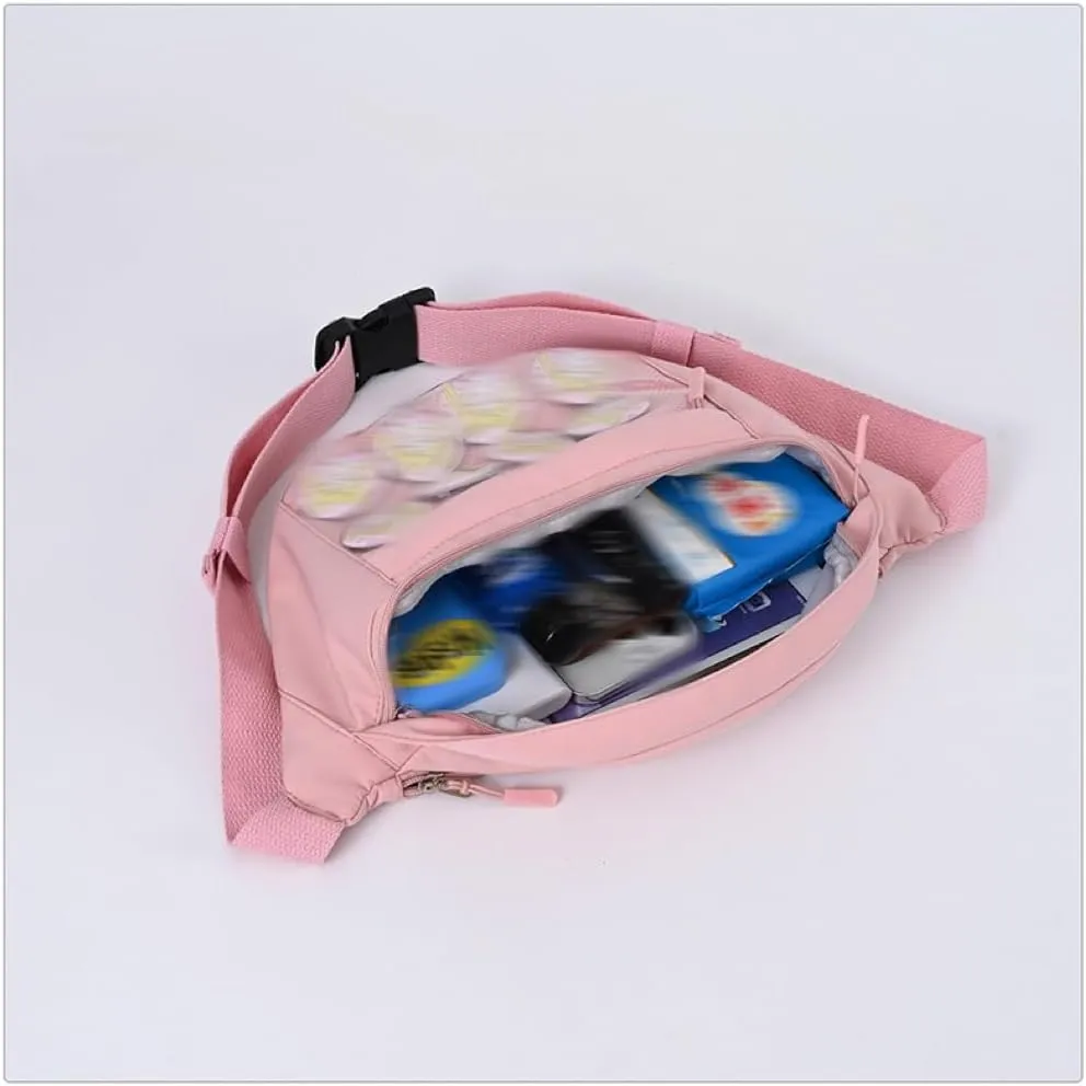 Kawaii Fanny pack ITA Bag Pins Display Aesthetic Backpack Y2K Cute Small cosmetic bag Window Purse with Accessories (purple)